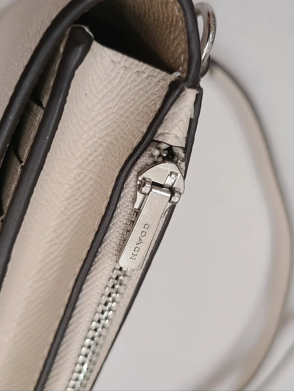 Coach North South Phone Crossbody Leather Bag in Solid Chalk
